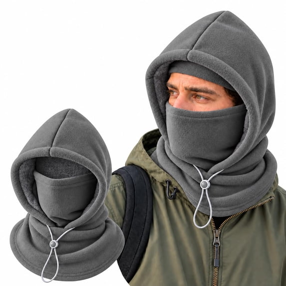 One Piece Flannel Warm Mask Hat, Fleece Double Layer Integrated Hat ...
