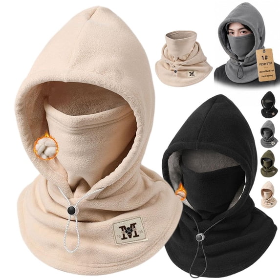 One-Piece Flannel Warm Mask Hats Outdoor Winter Cycling Windproof Hood ...