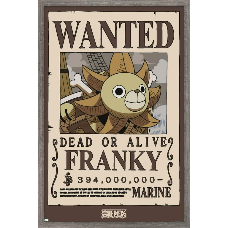 スチュアート・マスコウィッツ✨ジャングルフィッシュ✨額縁入りポスター✨稀少品♫ One Piece - Franky Wanted Poster Wall Poster, 14.725