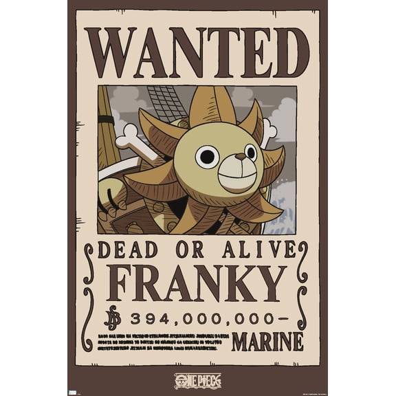 One Piece - Franky Wanted Poster Wall Poster, 14.725" x 22.375"