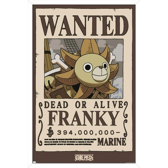 One Piece - Franky Wanted Poster Wall Poster, 22.375" x 34" Framed