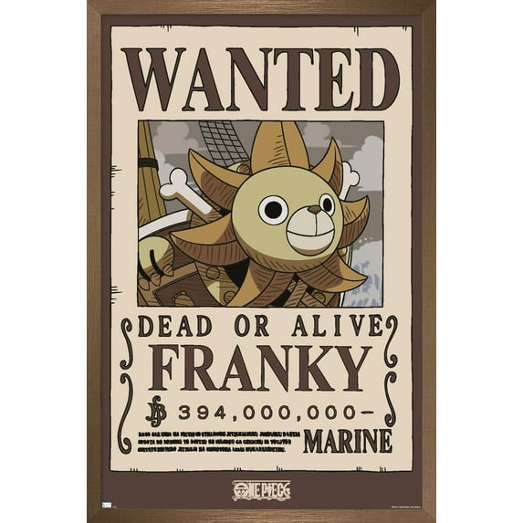 One Piece - Franky Wanted Poster Wall Poster, 22.375" x 34" Framed