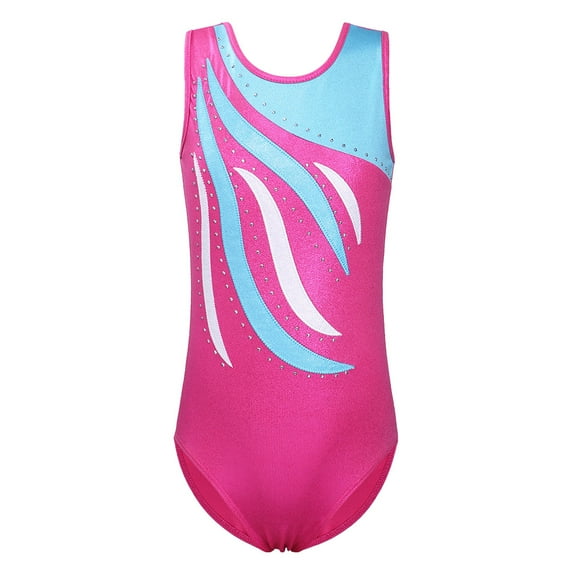 One-Piece Girls Gymnastic Leotards Embroidery Dancing Costumes 3-12Y