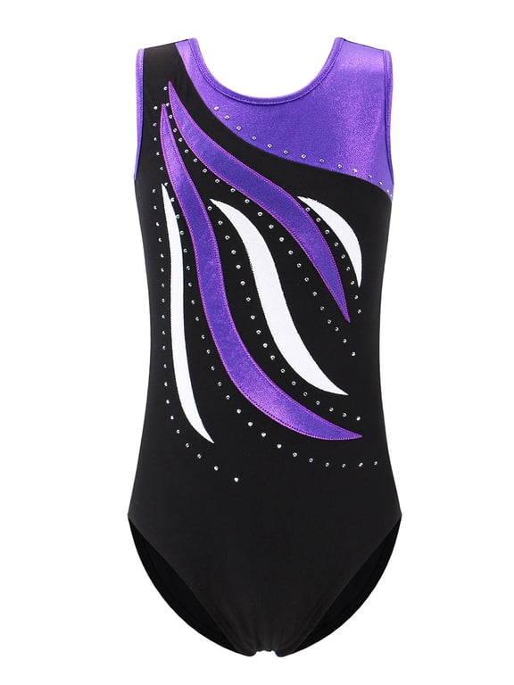 One-Piece Girls Gymnastic Leotards Embroidery Dancing Costumes 3-12Y