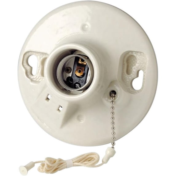 One-Piece Glazed Porcelain Outlet Box Mount, Incandescent Lampholder ...