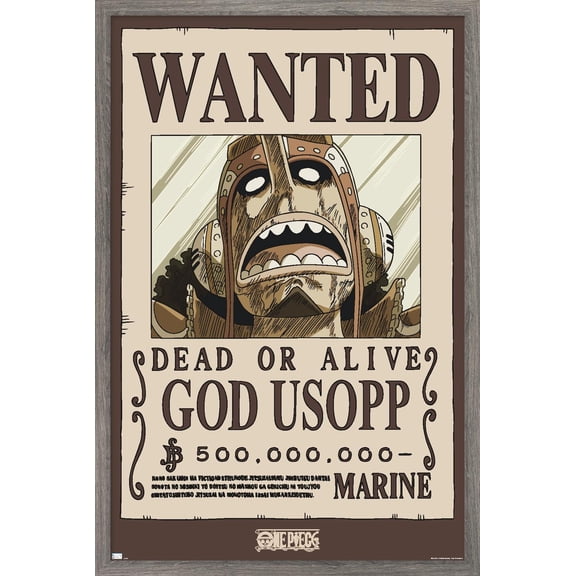 One Piece - God Usopp Wanted Poster Wall Poster, 14.725" x 22.375" Framed