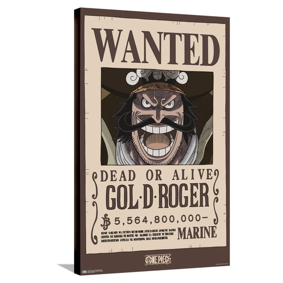 One Piece - Gol D Roger Wanted Poster Canvas Wall Poster, 22.375" x 34"