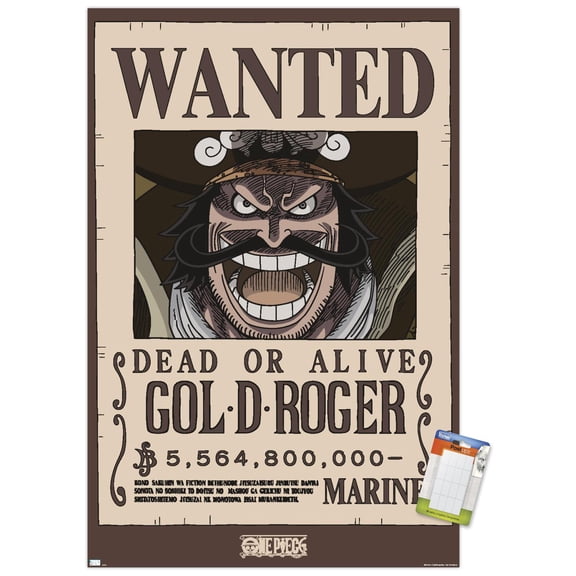 One Piece - Gol D Roger Wanted Poster Wall Poster, 22.375" x 34"