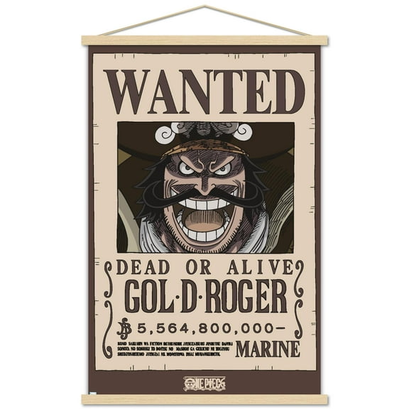 One Piece - Gol D Roger Wanted Poster Wall Poster with Magnetic Frame, 22.375" x 34"