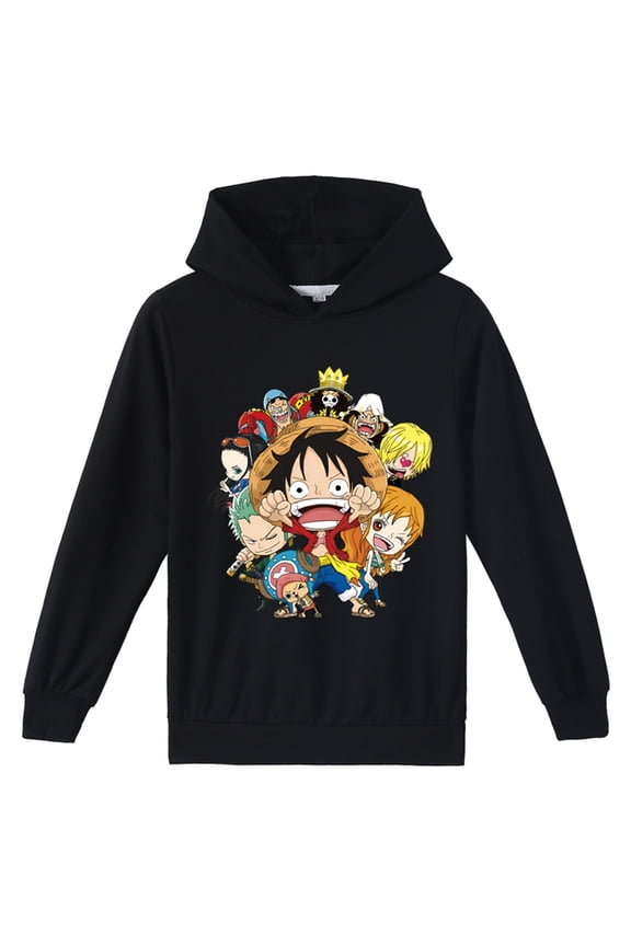 One Piece Graphic Long Sleeve Hoodies Anime Pullover Casual Sweatshirts Hooded for Teen(8-16 Years)