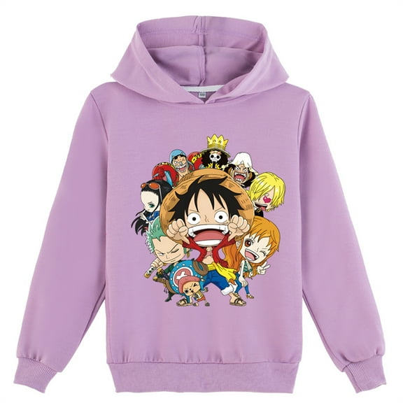 One Piece Graphic Long Sleeve Hoodies Anime Pullover Casual Sweatshirts Hooded for Teen(8-16 Years)