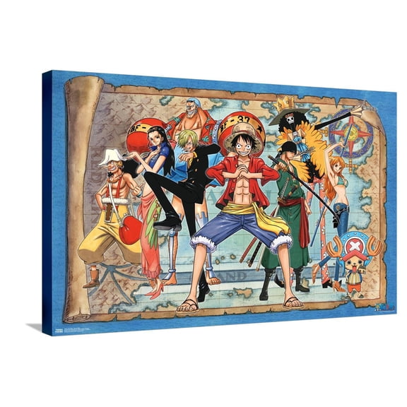 One Piece - Group Map Canvas Wall Poster, 22.375" x 34"