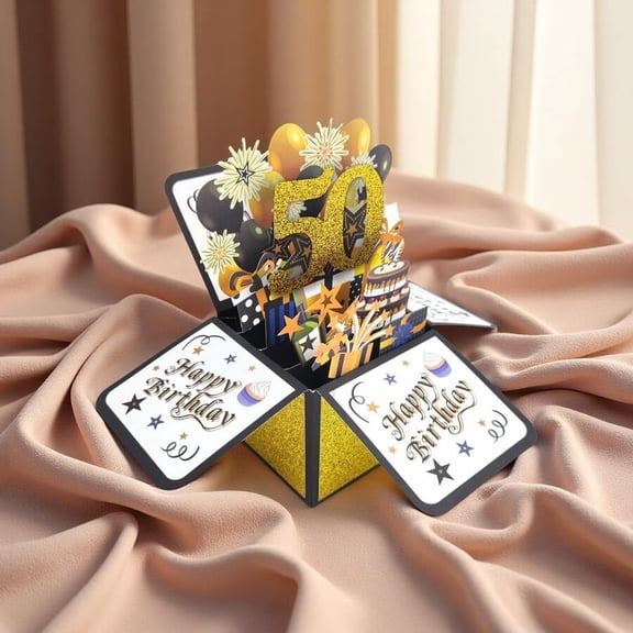 Happy 16/50th Birthday 3D Card, Animation Theme Birthday Card with Note and Envelope, Birthday Gift for Husband, Wife, Men, Women, 3D Greeting Card, Small Business Supplies