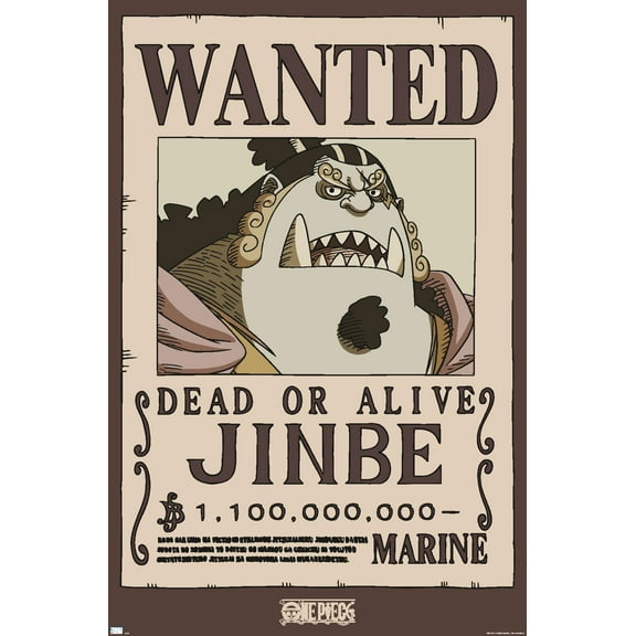 One Piece - Jinbe Wanted Poster Wall Poster, 22.375" x 34"