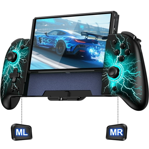 One-Piece Joypad Controller for Nintendo Switch/OLED with RGB Programmable, Turbo, Vibrations Function,Replacement for Switch Joy Cons