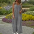 thumbnail image 1 of One Piece Jumpsuits for Women Dressy Casual Sleeveless Crewneck Wide Leg Rompers Jumpers Vacation Summer Outfits Gray S, 1 of 7