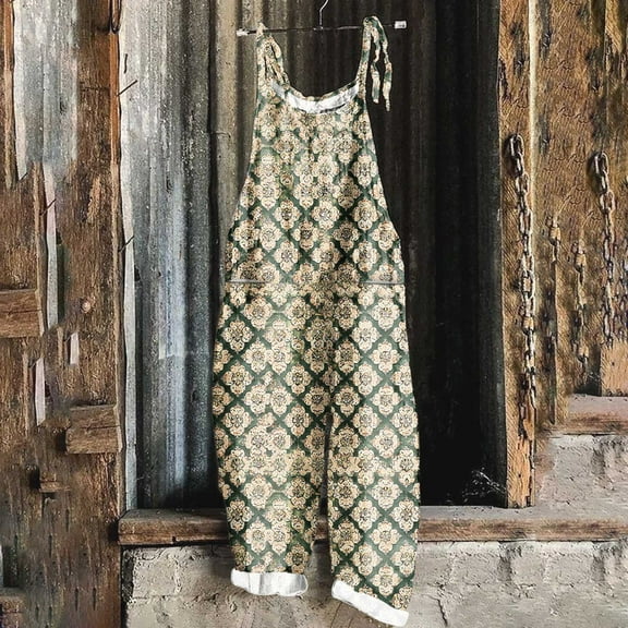 One Piece Jumpsuits for Women Dressy Casual Sleeveless Crewneck Wide Leg Rompers Jumpers Vacation Summer Outfits Multicolor C L