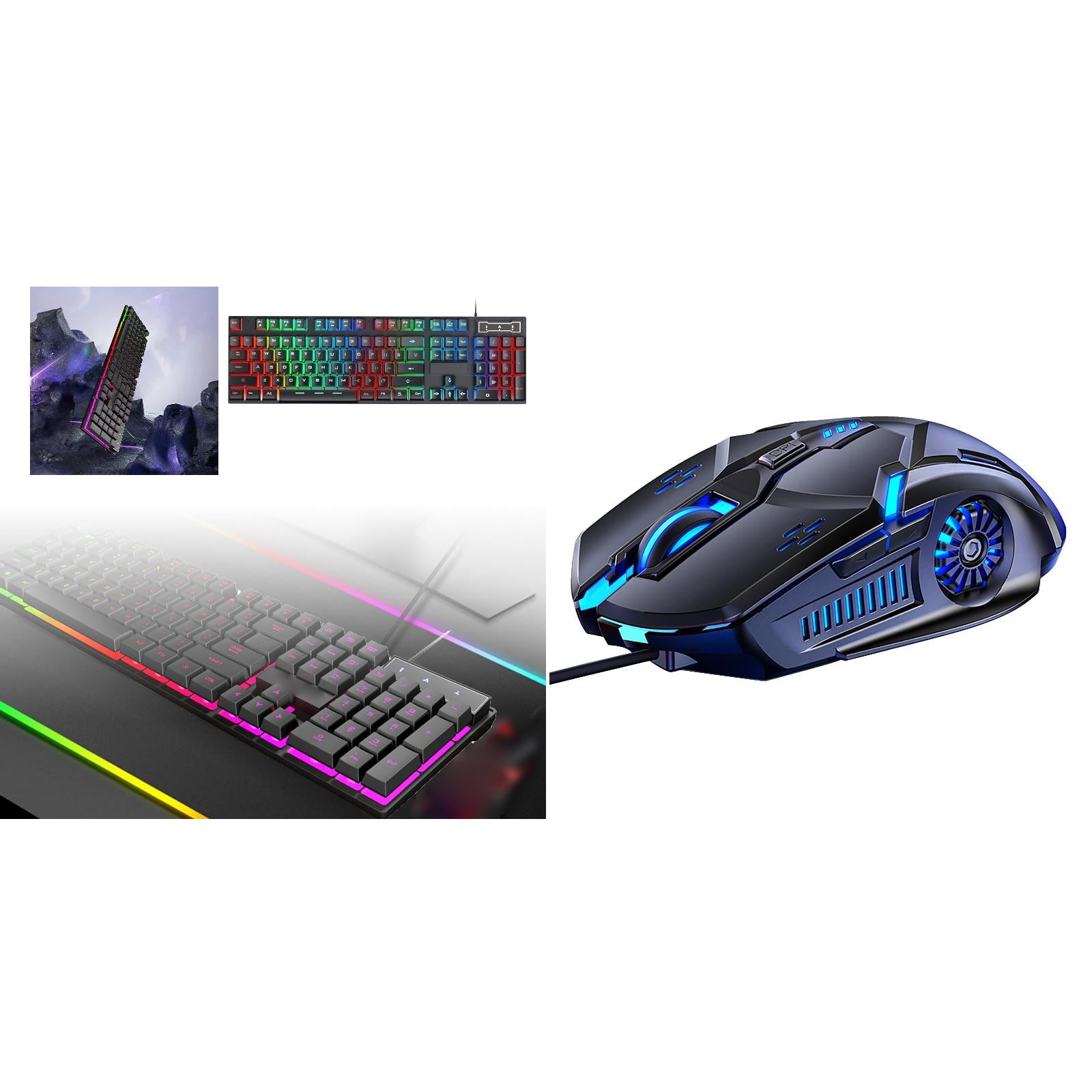 One Piece Keyboard Screen Mapping Computer Gamer Mouse Glowing Wired