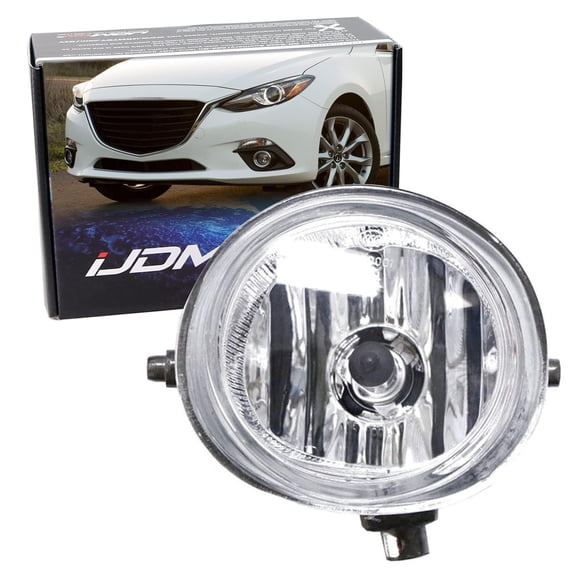 One Piece Left Hand ONLY Clear Lens Halogen Fog Lamp For Mazda 2 3 6 CX-5 CX-7 MX-5 etc, Driver Side Assembly w/ (1) 55W H11 Halogen Bulb