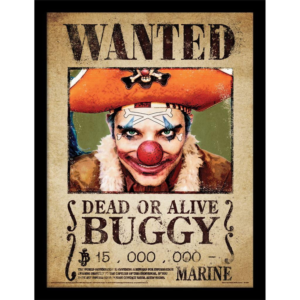 One Piece Live Action Buggy the Clown Wanted Poster Framed Poster