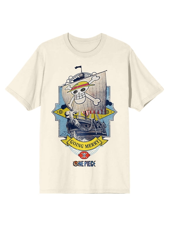 One Piece (Live Action) Going Merry Pirate Ship Men's Natural Short Sleeve Tee-Medium