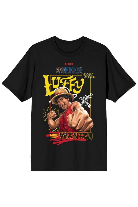 One Piece Live Action Luffy Most Wanted Tee for Men-XS