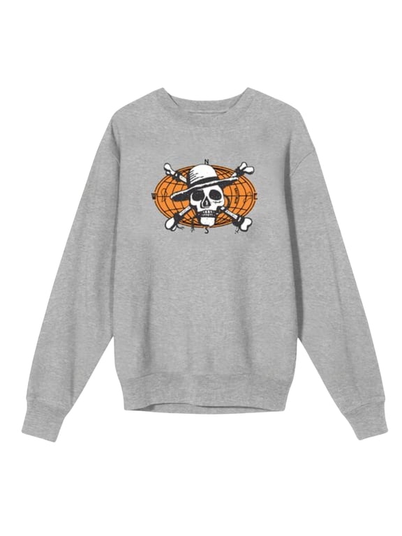 One Piece Live Action Luffy Skull Globe Sweatshirt for Adults-Large