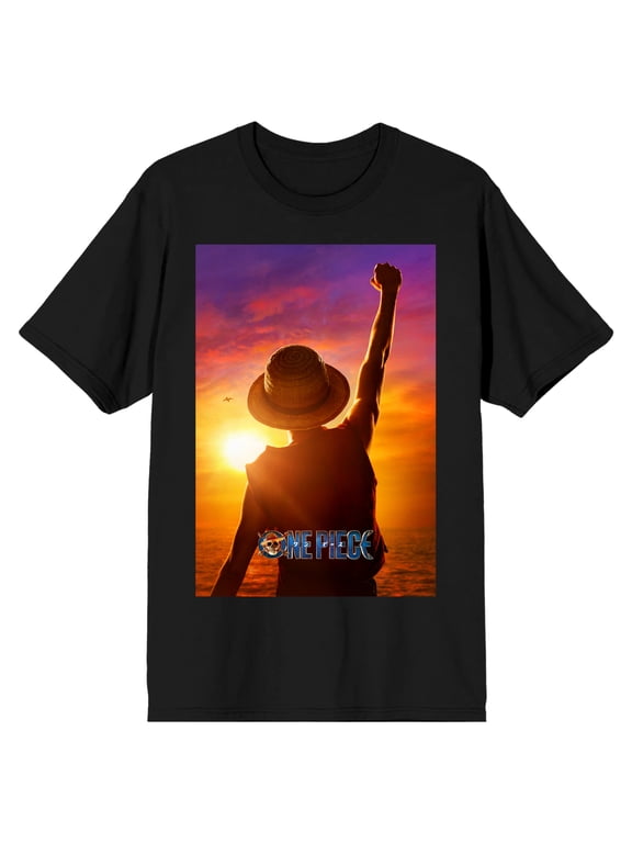 One Piece (Live Action) Monkey D. Luffy Men's Black Short Sleeve Tee-Large
