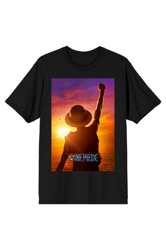 One Piece (Live Action) Monkey D. Luffy Men's Black Short Sleeve Tee-XL