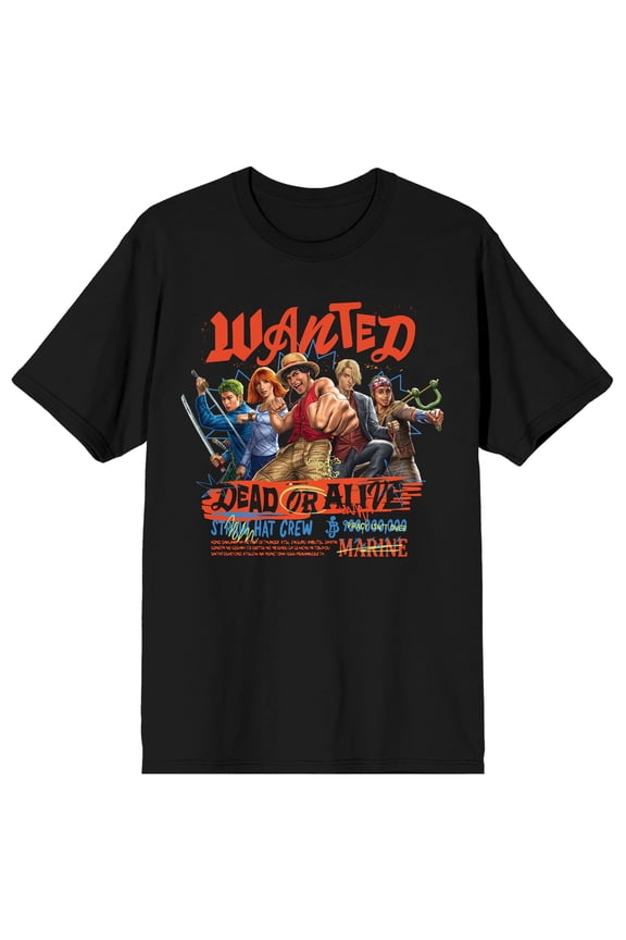 One Piece Live Action Straw Hat Crew Wanted Tee for Men-Medium