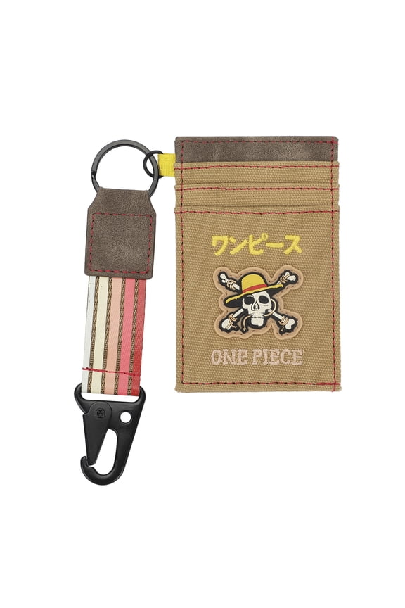 One Piece Live Action Straw Hat Pirates Kanji Logo Brown 4" ID Card Wallet