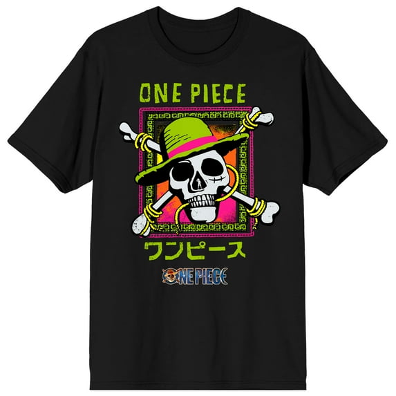 One Piece Live Action Straw Hat Pirates Logo In Colorful Frame Crew Neck Short Sleeve Men's Black T-shirt
-3XLB