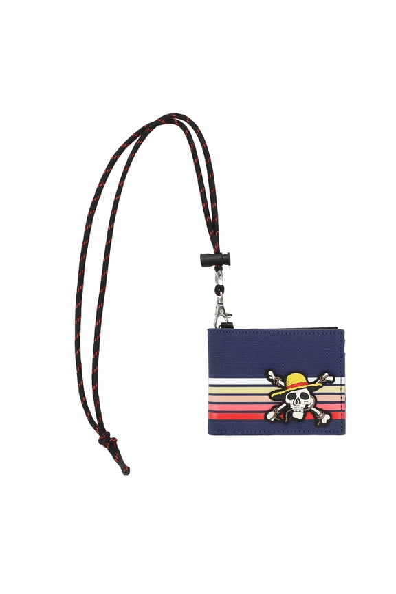 One Piece Live Action Straw Hat Skull & Crossbones Navy Bifold Wallet