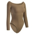 thumbnail image 1 of One Piece Long Sleeve Crew Neck Tops Bodysuits Solid Scoop Neck Pullover Shirt Tops for Women, 1 of 7