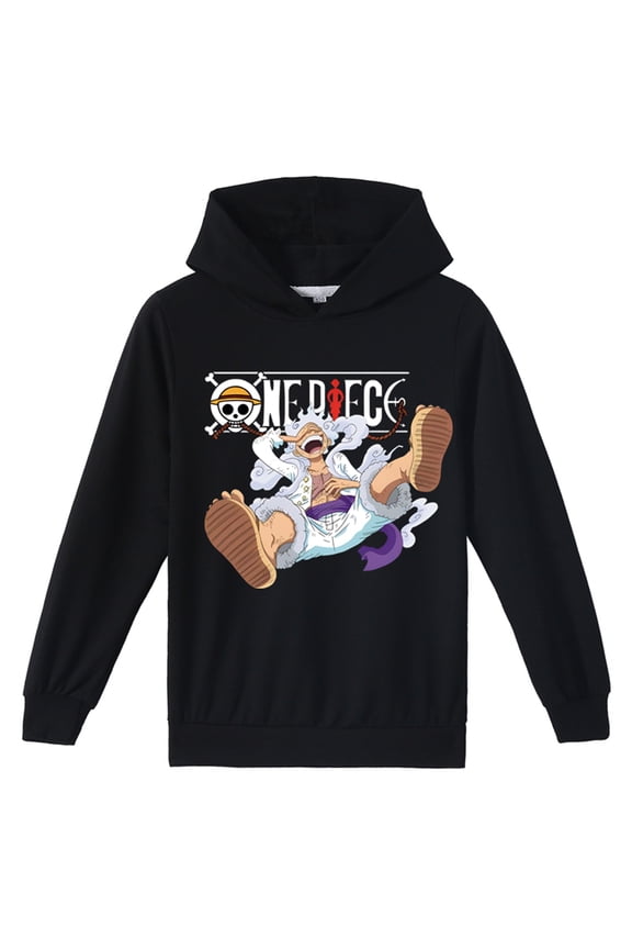 One Piece Long Sleeve Pullover Tops-Anime Nika Graphic Hoodies Loose Fit Sweatshirt Hooded for Teen