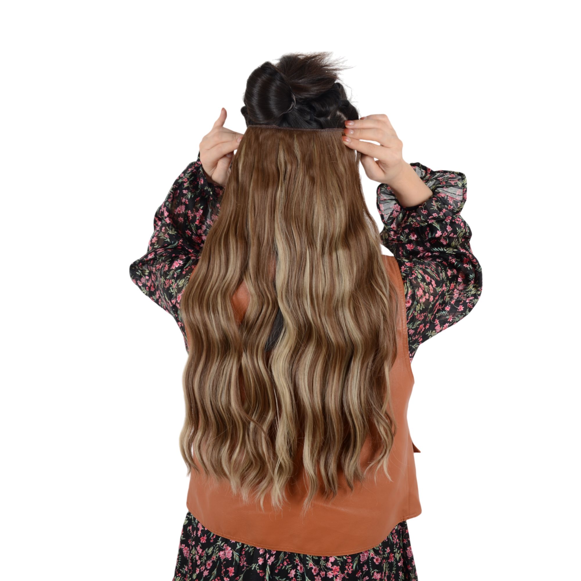 One Piece Long Wavy Curly Clip in Hair Wig Extension 20 Inches High for ...