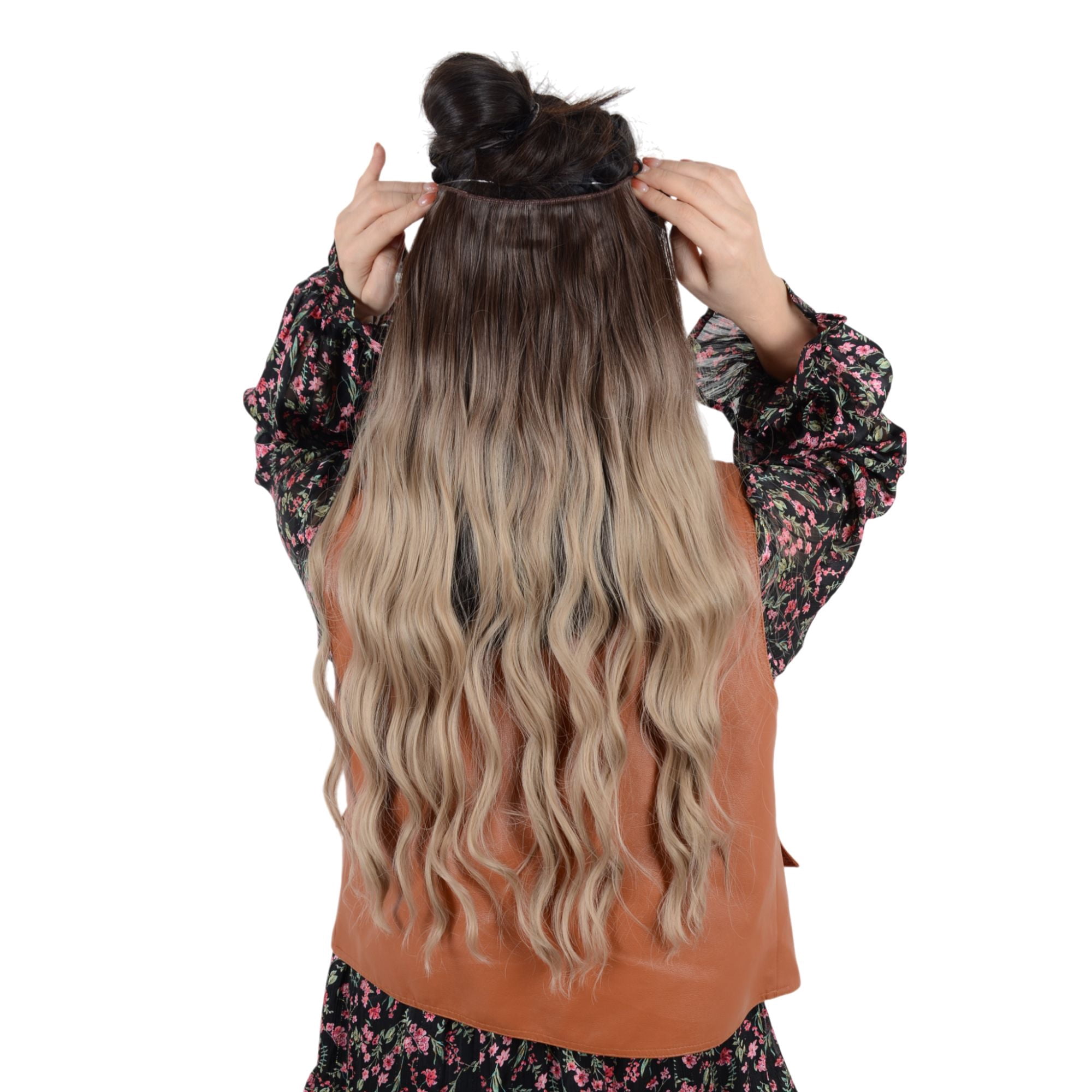 One Piece Long Wavy Curly Clip in Hair Wig Extension 20 Inches High for ...
