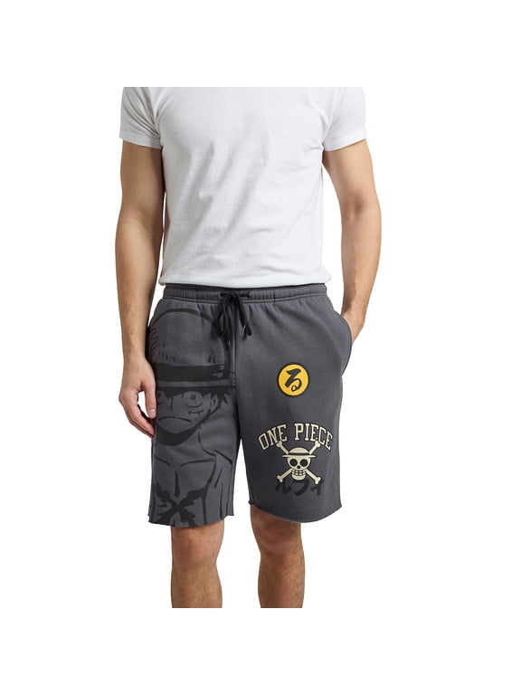 One Piece Luffy Men's Gray Cotton Fleece Lounge Shorts -XXL