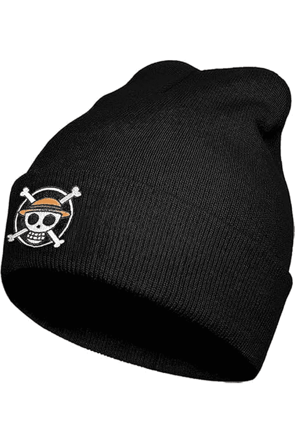 One Piece Luffy Skull Knitted Beanie Hat for Men Women,Cool Funny Skull Skeleton Knit HatWinter Warm Ski Cap