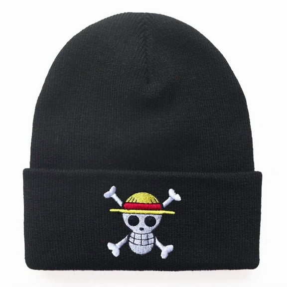 One Piece Luffy Skull Knitted Beanie Hat for Men Women,Winter Warm Ski Cap