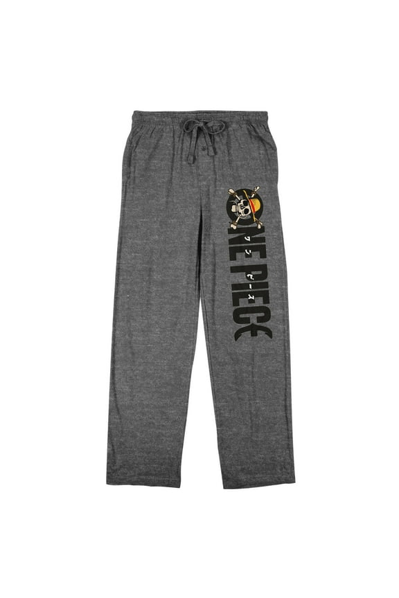 One Piece (Manga) Title Logo Men's Heather Gray Sleep Pants-Medium