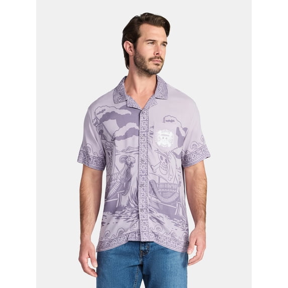 One Piece Men's and Big Men's Graphic Button Up Shirt, Sizes S-3XL