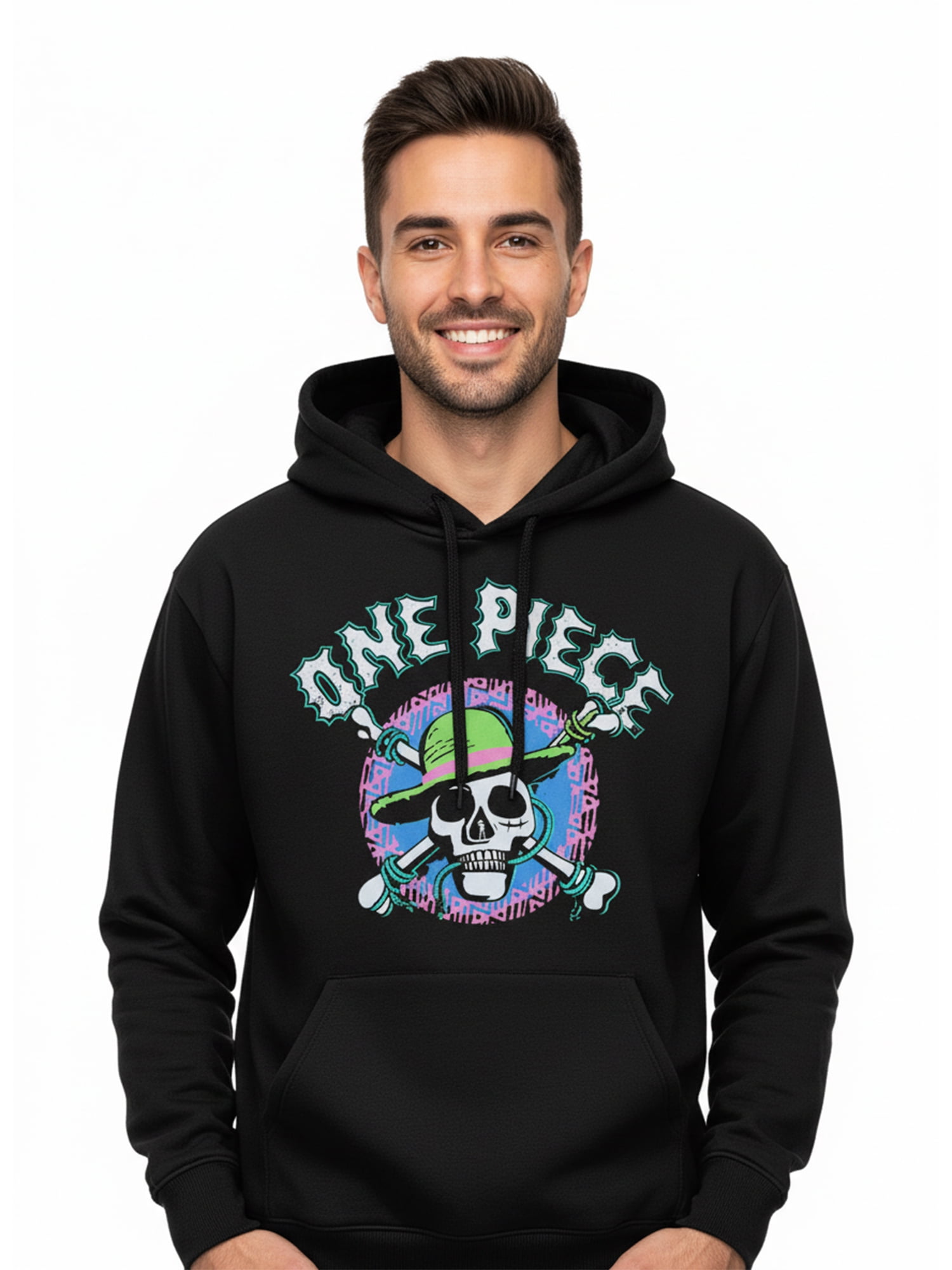 One Piece, Men's & Big Men's Graphic Hoodie, Neon Skull, Sizes S-3XL