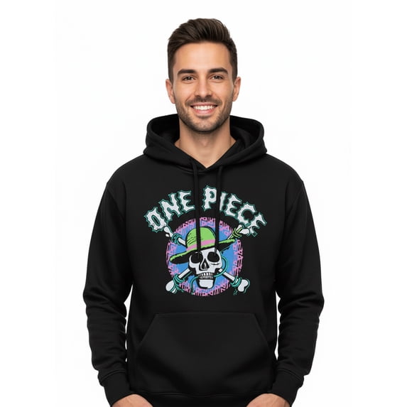 One Piece, Men's & Big Men's Graphic Hoodie, Neon Skull, Sizes S-3XL