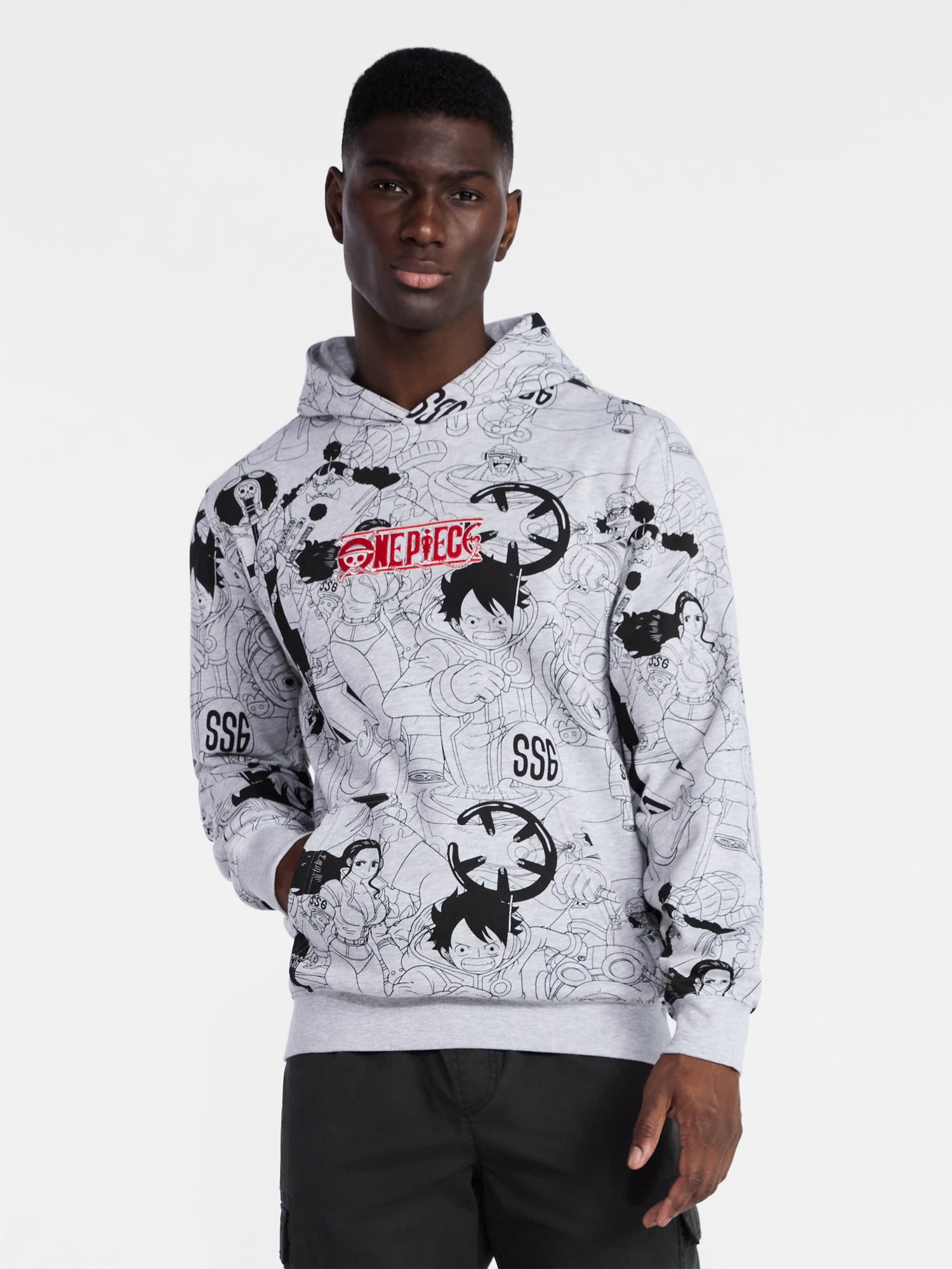 One Piece Men's and Big Men's Graphic Fleece Hoodie with Long