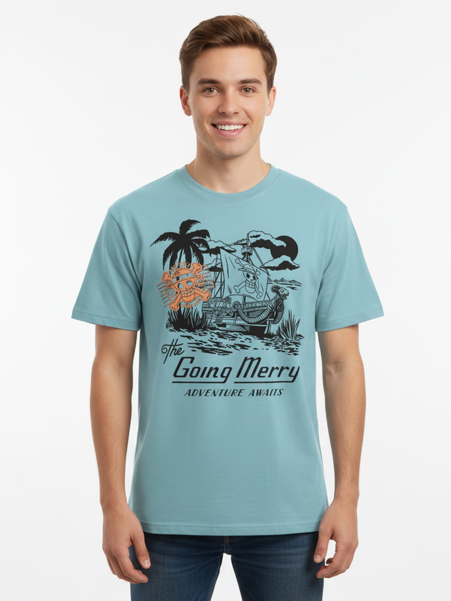 One Piece, Men's & Big Men's Graphic Tee, Straw Hat Destination, Sizes S-3XL