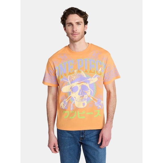 One Piece Men's and Big Men's Pirate King Waves Oversized Graphic Tee, Sizes XS-3XL