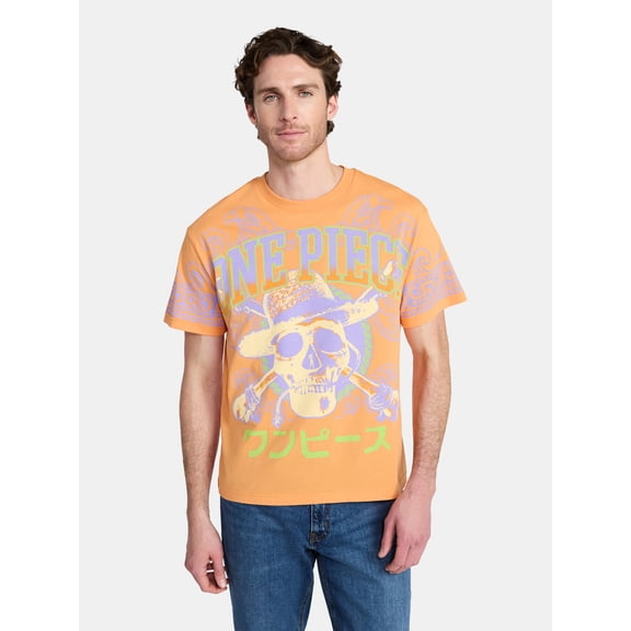 One Piece Men's and Big Men's Pirate King Waves Oversized Graphic Tee, Sizes XS-3XL