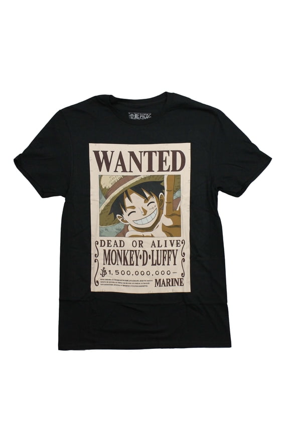 One Piece  Mens T-Shirt -WANTED Dead or Alive Monkey D. Luffy Poster