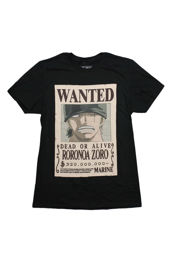 One Piece Mens T-Shirt - WANTED Dead or Alive Roronoa Zoro Poster